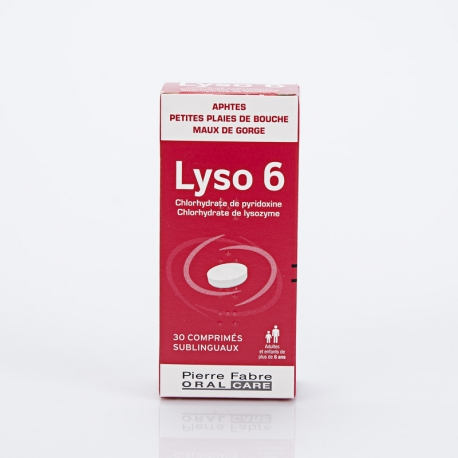Lyso 6 Aphtes, Petites Plaies de Bouche 30 cps sublinguaux (Chlorhydrate de Pyridoxine et Lysozyme)