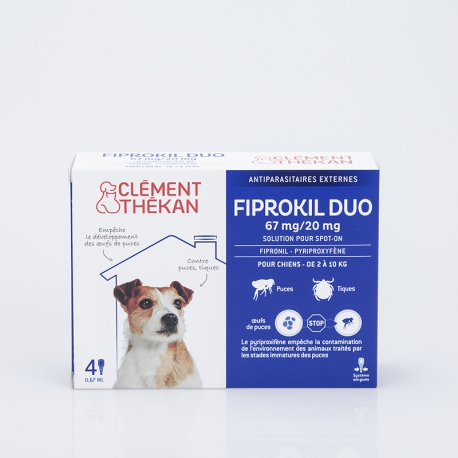 CLEMENT THEKAN Fiprokil Duo Pour Chiens de 2 à 10 kg 4 Pipettes