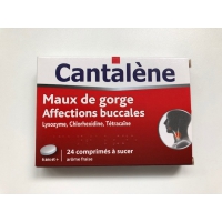 CANTALENE Maux de gorge 24 cp (Lysozyme,Chlohexidine,Tetracaïne)