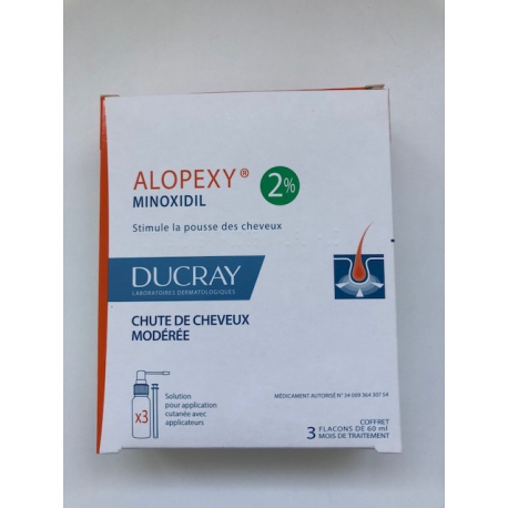 ALOPEXY Ducray 2% 3 flacons 60ml (Minoxidil)
