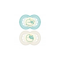 MAM Sucette Nuit Silicone + mois Garçon lot de 2