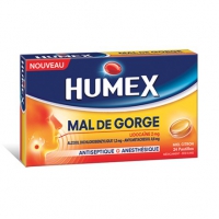 HUMEX Mal de Gorge Lidocaïne 2 mg 24 Pastilles Miel Citron
