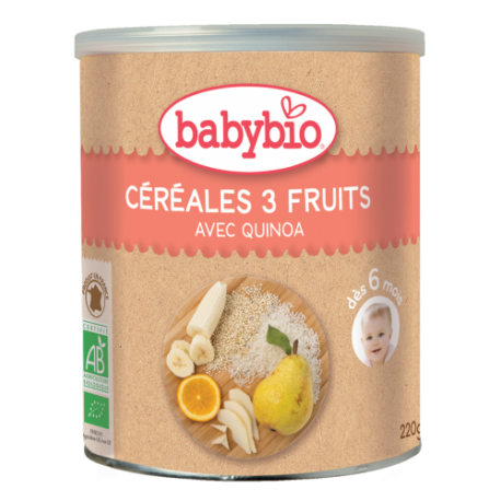 Babybio Céréales 3 Fruits avec Quinoa dès 6 mois 220g