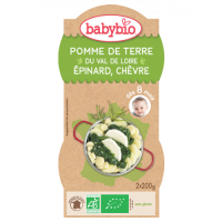 Babybio Bol Menu du Jour de Pomme de Terre, Epinard et Chèvre dès 8 mois 2x200g