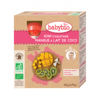 Babybio Gourdes Fruits Kiwi, Mangue et Lait de Coco dès 6 mois 4x90g
