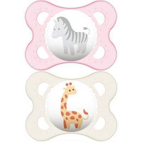 MAM Sucette Silicone 0-6 mois Animaux Rose lot de 2