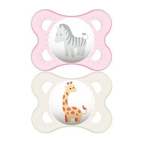 MAM Sucette Silicone 0-6 mois Animaux Rose lot de 2