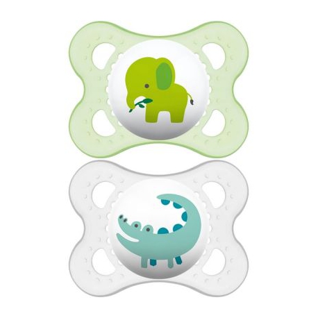 MAM Sucette Silicone 0-6 mois Animaux Vert lot de 2