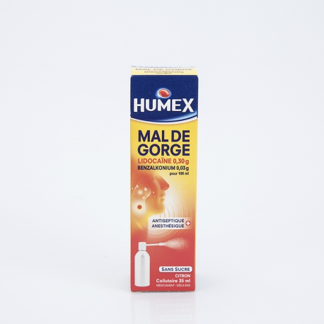 Humex Mal de Gorge Collutoire (Lidocaïne 0.30g) S/S Citron 35 ml