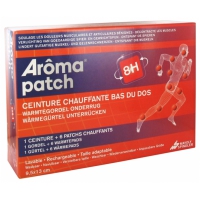 AROMA Ceinture Chauffante Bas du Dos 9,5 x 13 cm 6 patchs + 1 ceinture