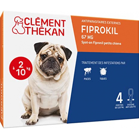 CLEMENT THEKAN Fiprokil Duo Pour Chiens de 2 à 10 kg 4 Pipettes