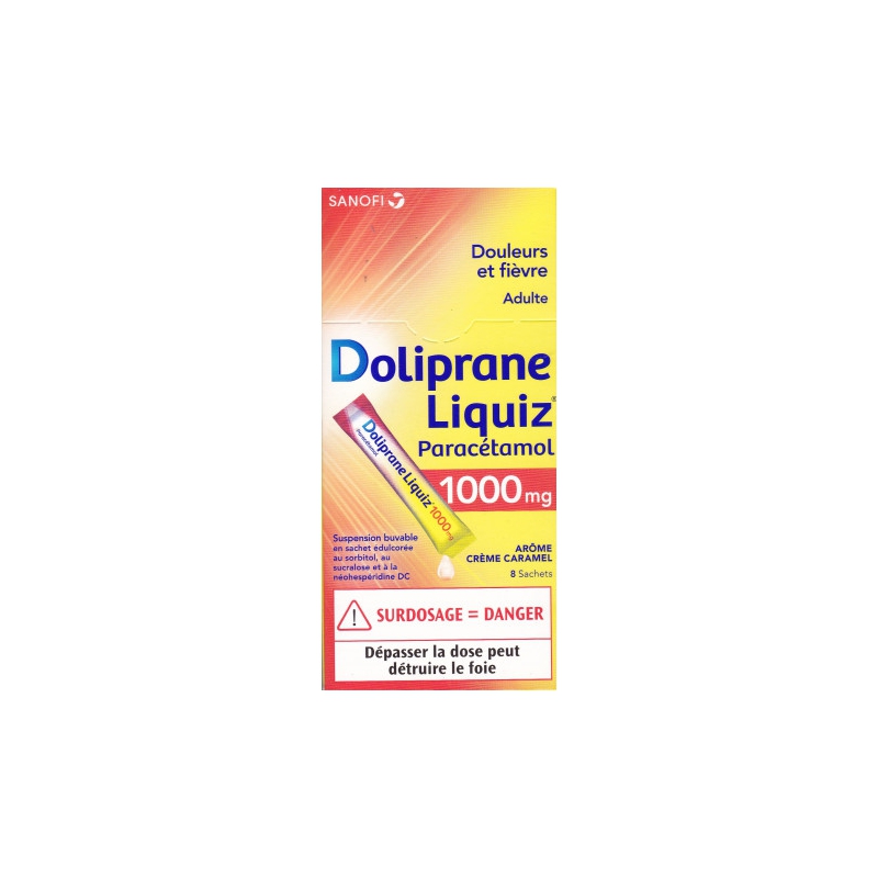 DOLIPRANE LIQUIZ 1000 mg 8 sachets (Paracétamol) 