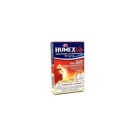 HUMEXLIB Rhume/Etat Grippal (Paracétamol/Chlorphenamine) 16 gélules