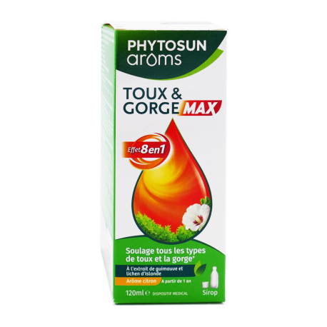 Phytosun Aroms Toux et Gorge Max Effet 8 en 1 Sirop 120 ml