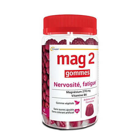 Mag 2 Gommes Framboise Nervosité, fatigue 45 gommes