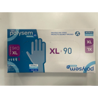 Gants Polysem Nitrile non poudré Taille XL 9-10 boite de 90 non poudré