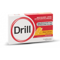DRILL Pastille à Sucer Miel Citron S/S  Chlorhexidiine et Tétracaïne 24 Pastilles
