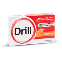 DRILL Pastille à Sucer Miel Citron S/S  Chlorhexidiine et Tétracaïne 24 Pastilles