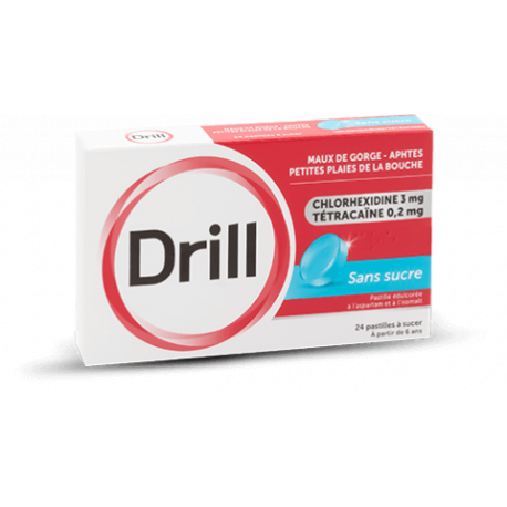 DRILL Pastille à Sucer Miel Citron S/S  Chlorhexidiine et Tétracaïne 24 Pastilles