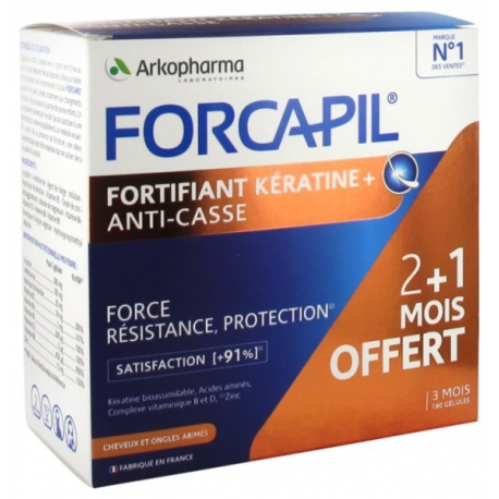 Arkopharma FORCAPIL Fortifiant Kératine+ Anti-casse 2+1 mois OFFERT