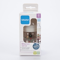 MAM Biberon en Verre +0 mois débit lent Blanc 170 ml