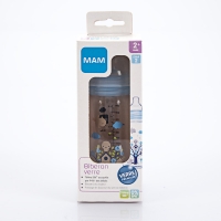 MAM Biberon en Verre +2 mois débit moyen Bleu 260 ml