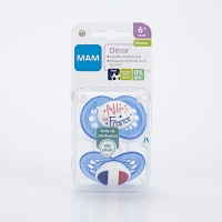 MAM Sucette Silicone Décor Foot Allez la France +6 mois lot 2 Sucettes