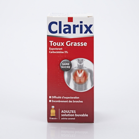 CLARIX Toux grasse 5% sans sucre 250ml (Carbocistéine)